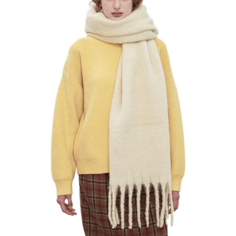 Women's Beige Chunky Scarf Soft Warm Winter Scarf for Cold Weather Christmas